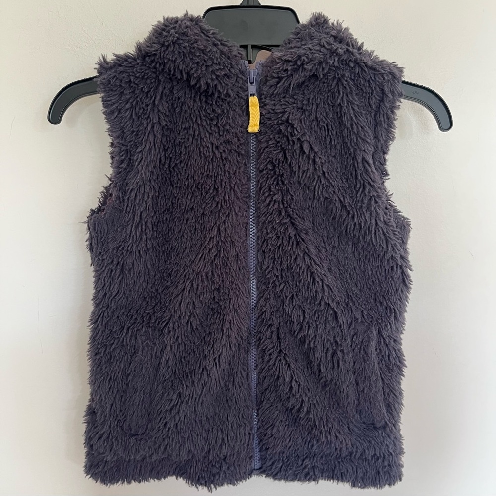 Mini Boden Sherpa Teddy Vest Hoodie Gray Girls Size 7-8 Youth